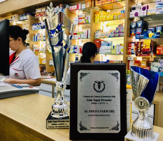 “Al Shefa Farm”- excelență în afaceri! Lanțul de farmacii s-a clasat şi anul acesta pe locul I la Gala “Topul Firmelor din Dolj”