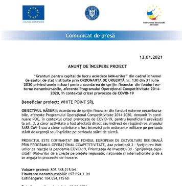 ANUNȚ DE ÎNCEPERE PROIECT